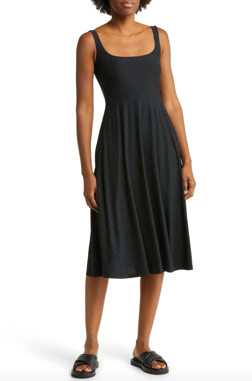 Beyond Yoga Featherweight Square Neck Midi Dress Black XS